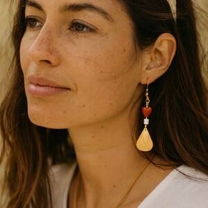 Boucles d'oreilles coeur jaspe rouge Boucles d'oreilles coeur jaspe rouge
