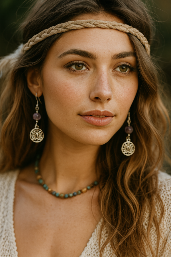 Boucles d'oreilles amethyste et fleur de lotus