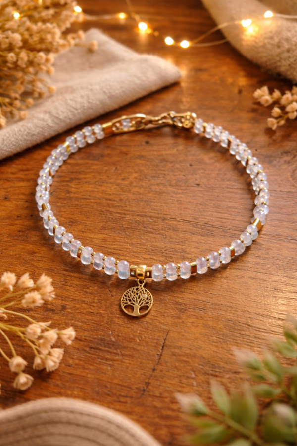 collier chien quartz rose