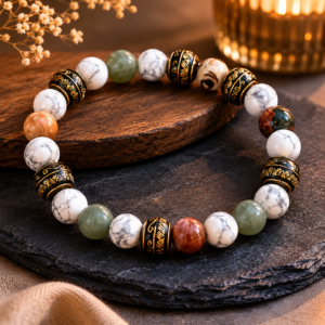BRACELET HOMME HOWLITE ET JASPE PICASSO