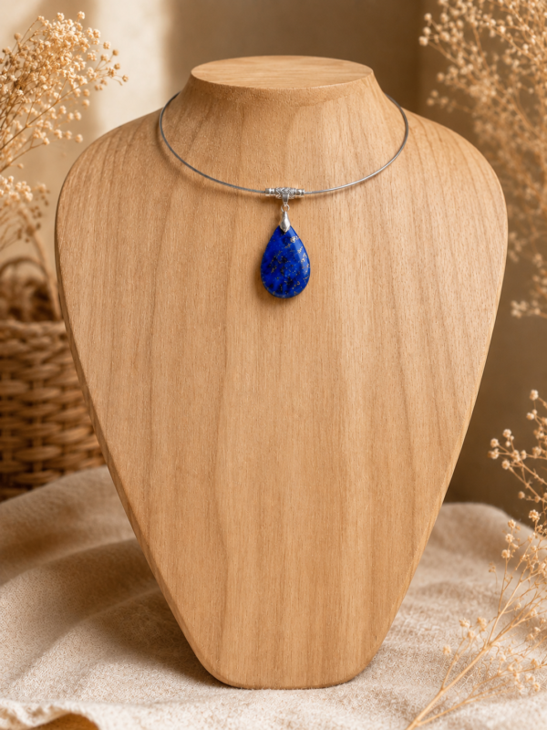 collier acier lapis lazuli