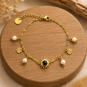bracelet soleil nacre caramel