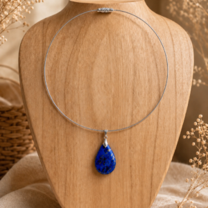 collier acier lapis lazuli