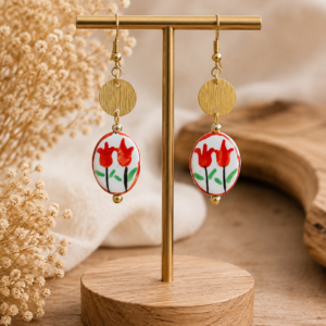 boucles d'oreilles coquelicot