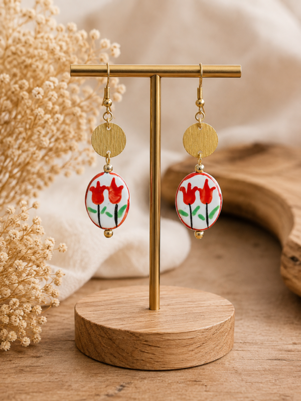 47A1E47F-9E44-4A3B-B5D5-CCE36A3F483A boucles d'oreilles coquelicot