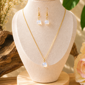parure collier et boucles d'oreille en labradorite