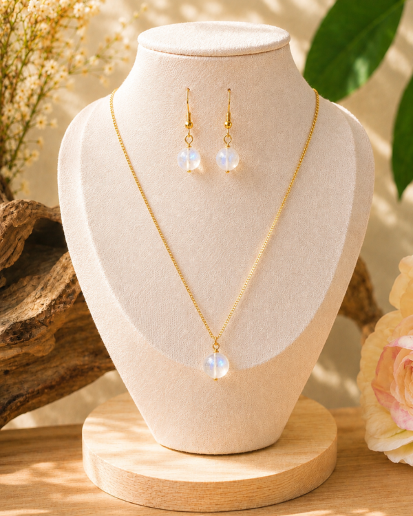 parure collier et boucles d'oreille en labradorite