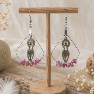 boucles d'oreilles rubellite et feminin sacré