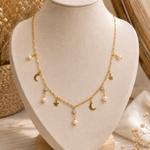 collier nacre caramel facettée
