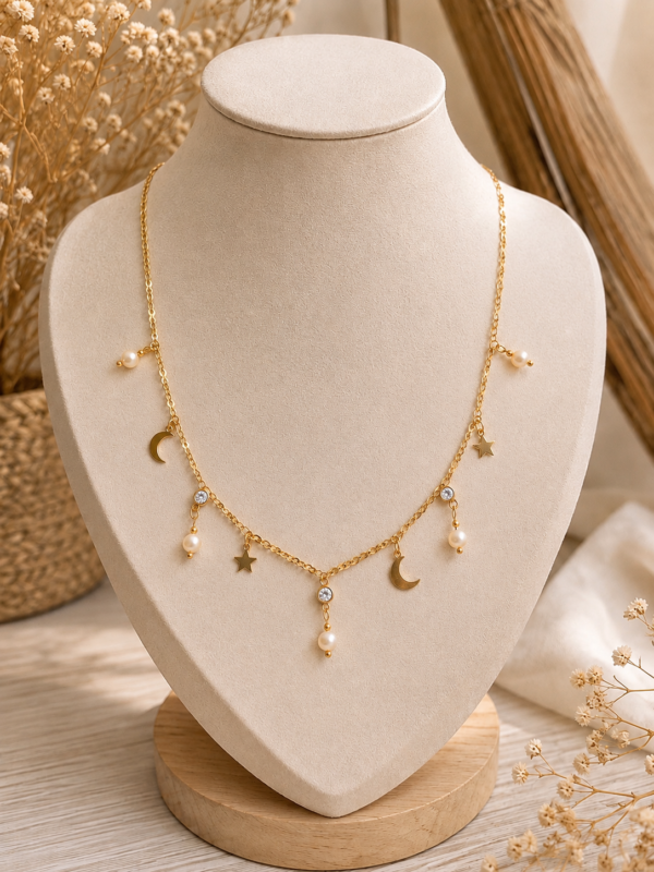collier nacre caramel facettée