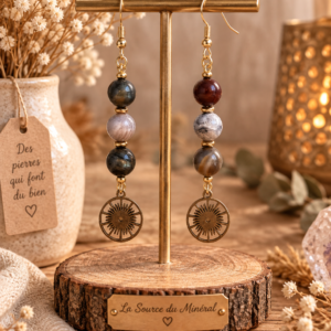 boucles d oreilles bois fossilisé