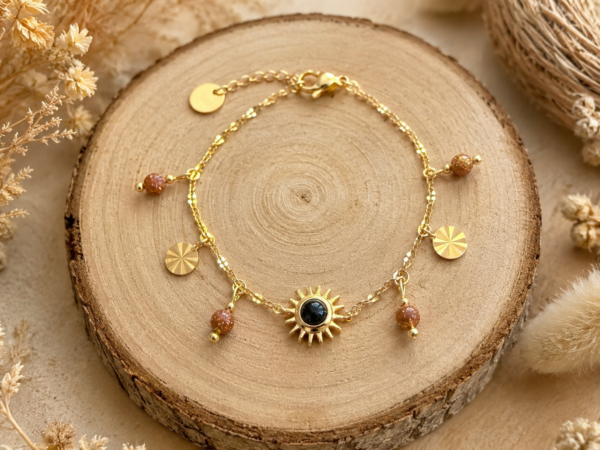 Bracelet "Éclat Solaire" - Pierre de sable dorée