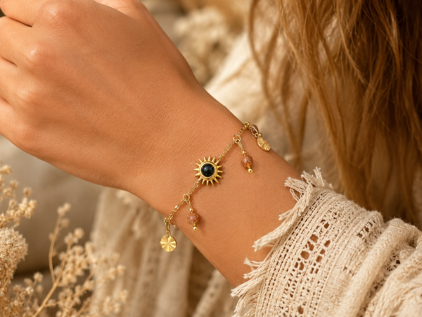 bracelet pierre de sable doré