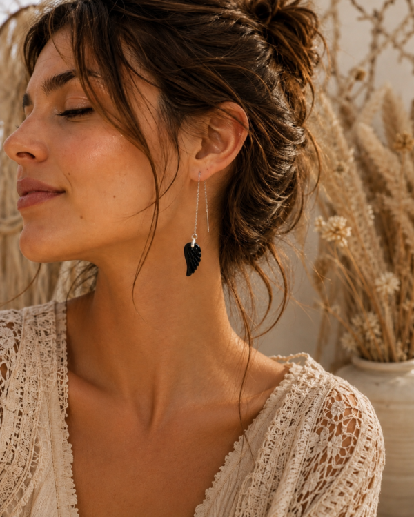 Boucles d’oreilles "Ailes d’Onyx" - Onyx