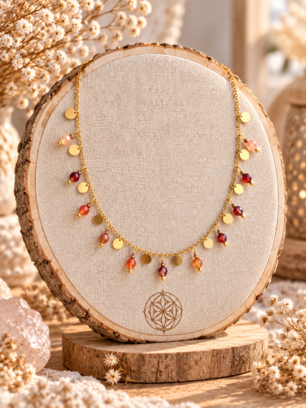 collier cornaline facettée