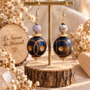 boucles d'oreilles bois fossilisé
